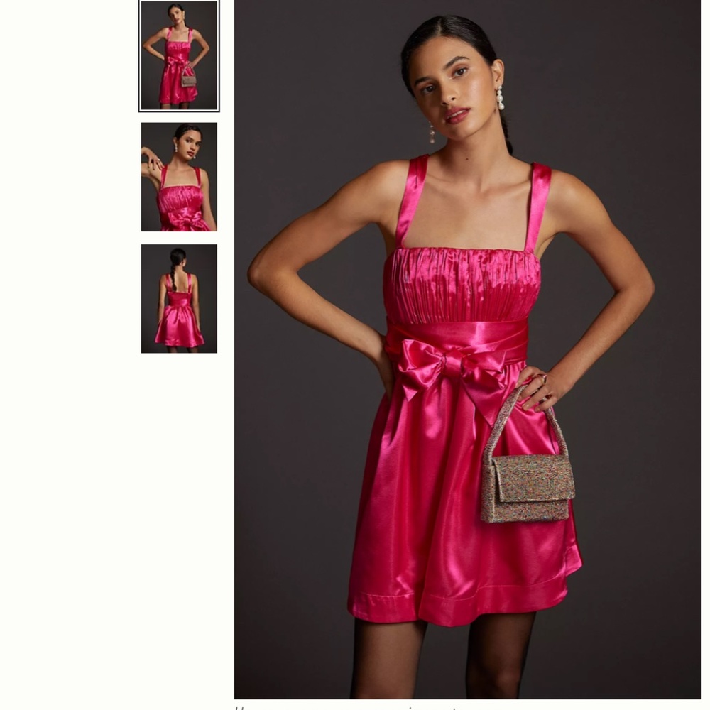 Maeve Bow-Tie Satin Mini Dress